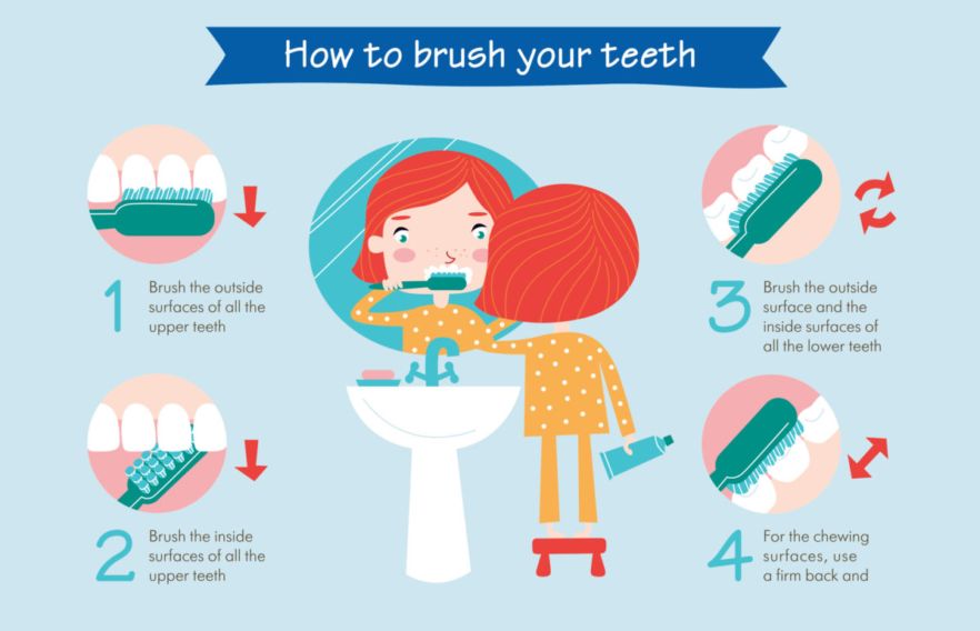 How to brush your teeth infographic Anchorage Pediatric Dentistry